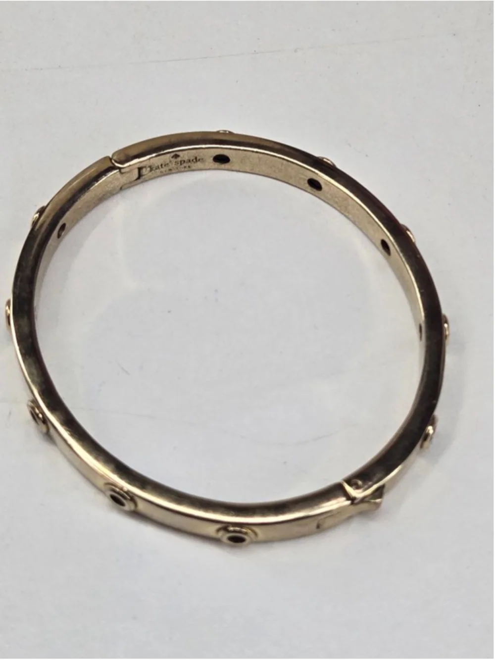 Kate Spade Goldtone Hole Station Bangle Bracelet Classic Collectible Fun - Picture 10 of 10
